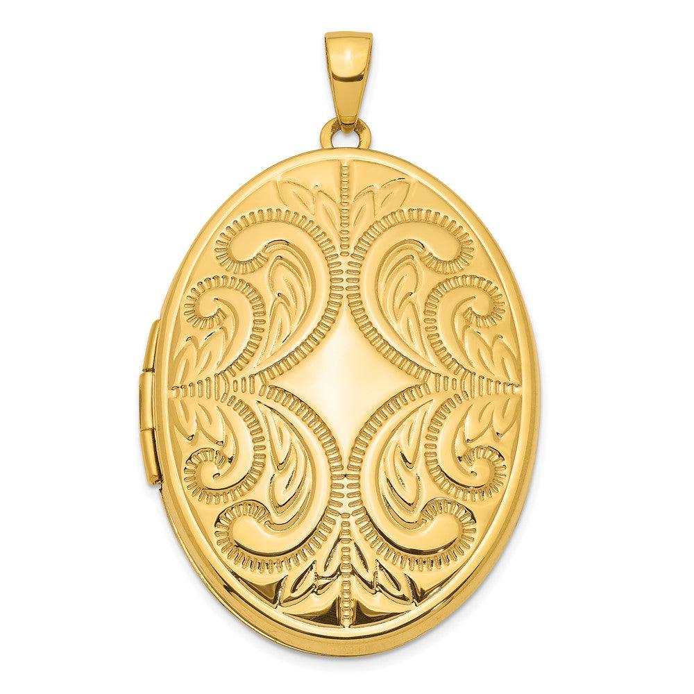 14k Yellow Gold 26.9 mm Large Oval Family Locket Pendant (5.75 grams)