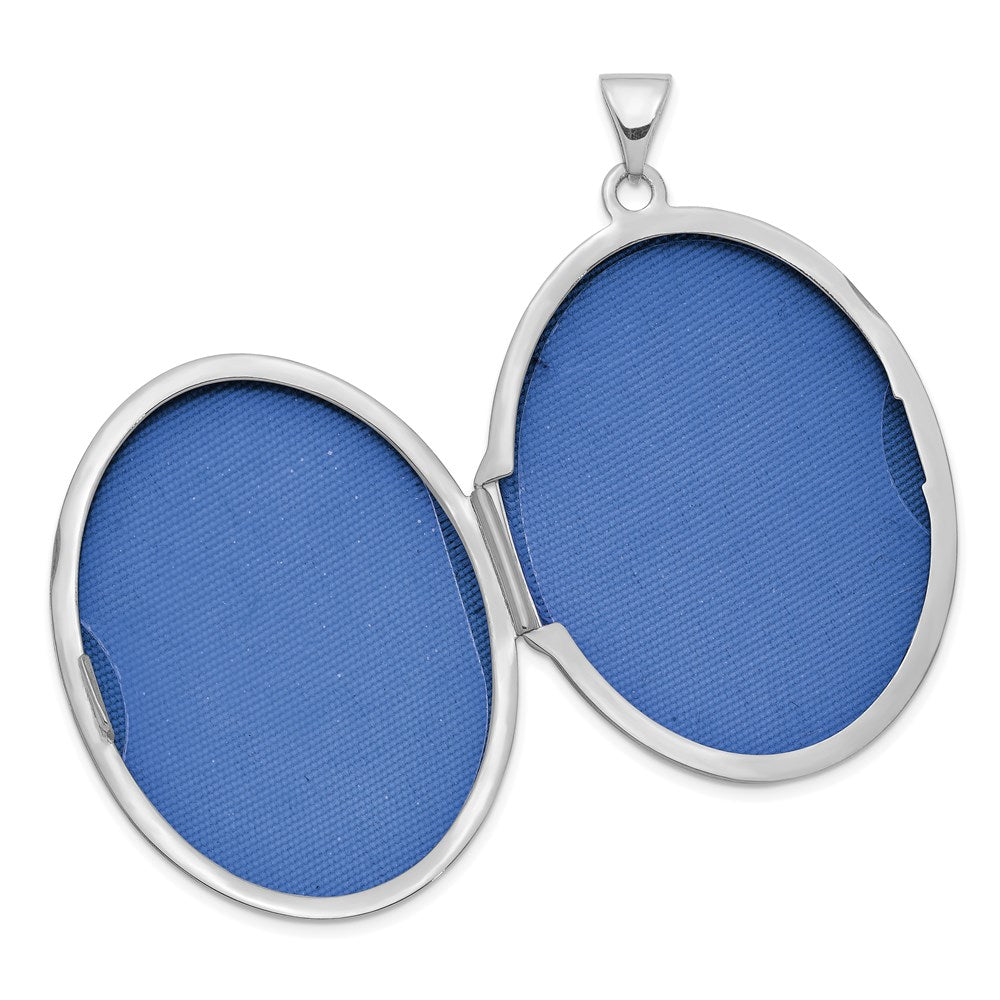 14k White Gold 24.55 mm Floral Oval Locket Pendant (3.59 grams)