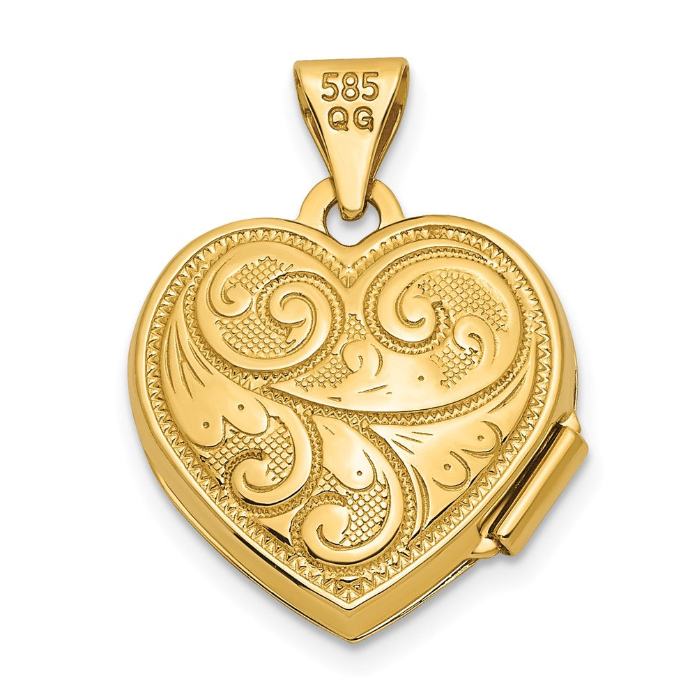 14k Yellow Gold 15.6 mm Heart Locket (1.07 grams)