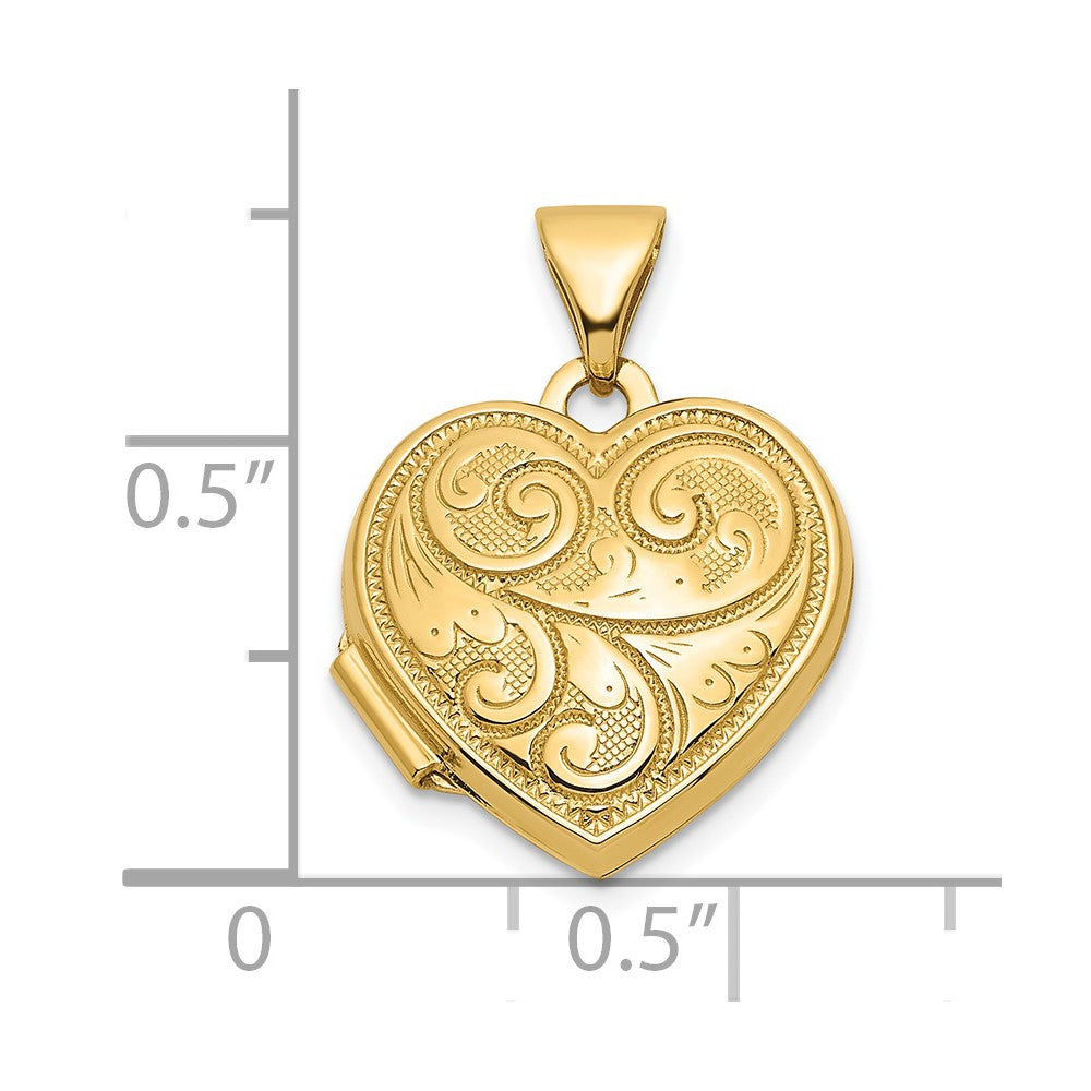 14k Yellow Gold 15.6 mm Heart Locket (1.07 grams)