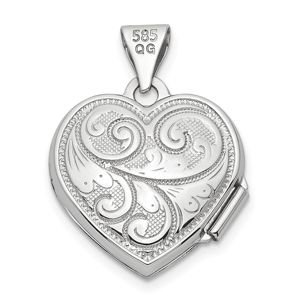 14k White Gold 15.5 mm Heart Locket (1.12 grams)