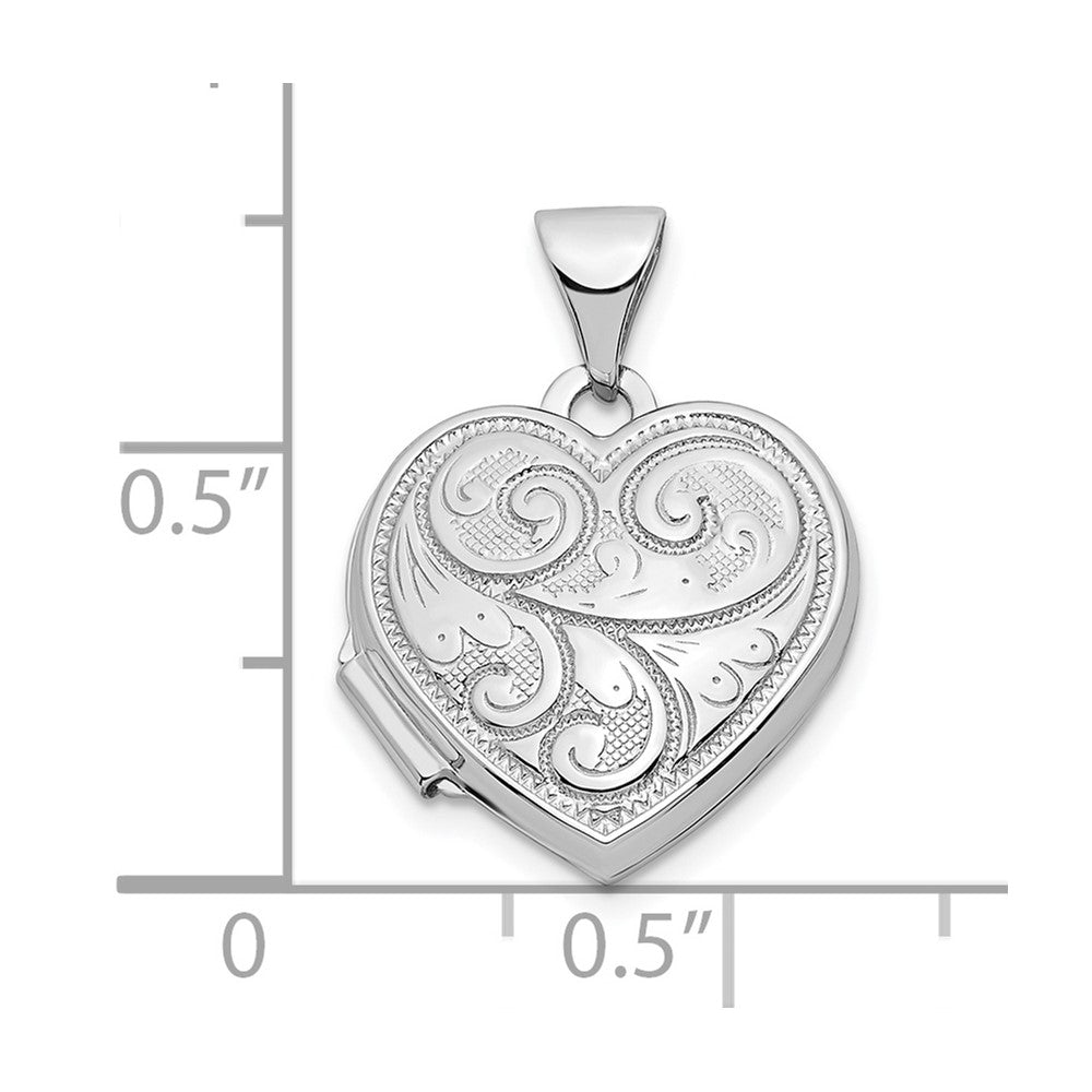 14k White Gold 15.5 mm Heart Locket (1.12 grams)