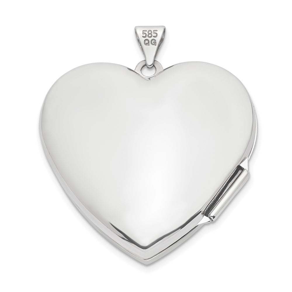 14k White Gold 27.3 mm Heart Locket (2.97 grams)
