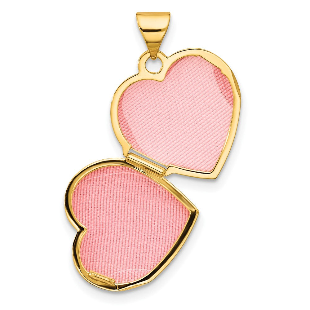 14k Yellow & Rhodium 15.75 mm Dove TOGETHER FOREVER Reversible Heart Locket (1.1 grams)