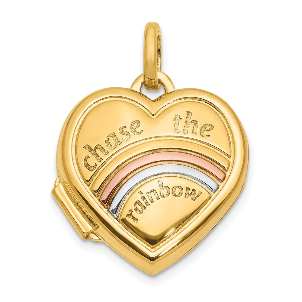 14k Yellow & Rhodium 15.75 mm CHASE THE RAINBOW Heart Locket (1.07 grams)