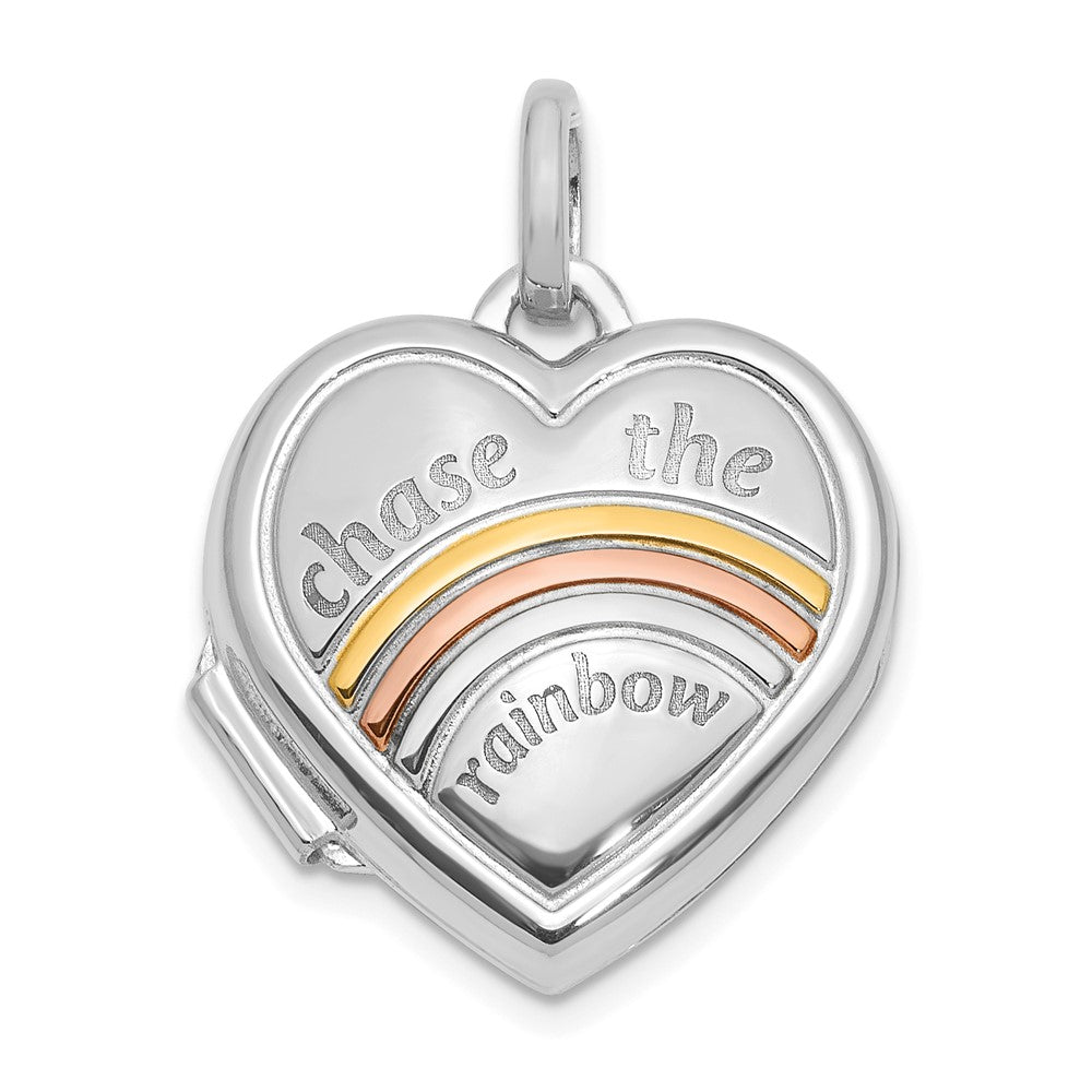 14k White Gold 15.75 mm CHASE THE RAINBOW Heart Locket (1.07 grams)