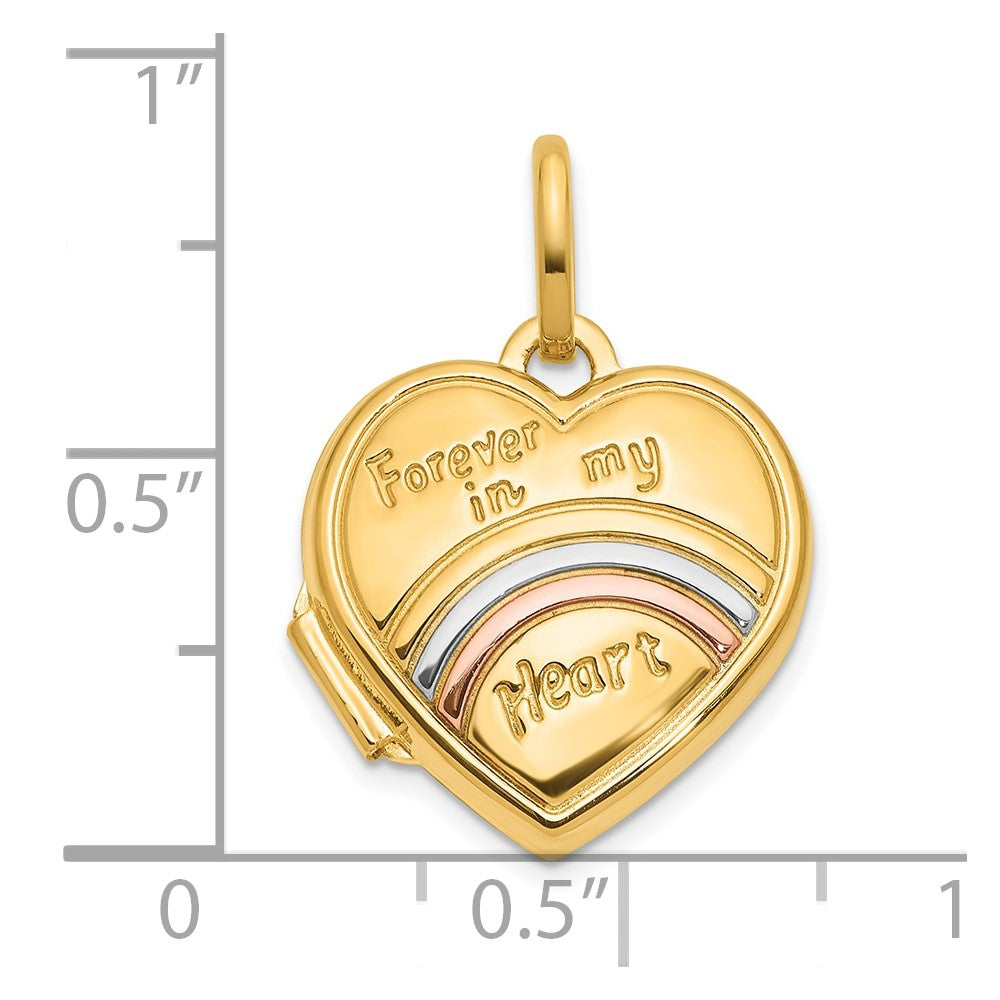 14k Yellow & Rhodium 15.75 mm FOREVER IN MY HEART Heart Locket (1.13 grams)