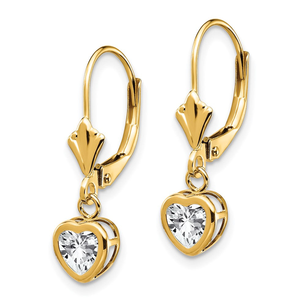 14k Yellow Gold 6 mm Heart Cubic Zirconia Earrings (0.94 grams)