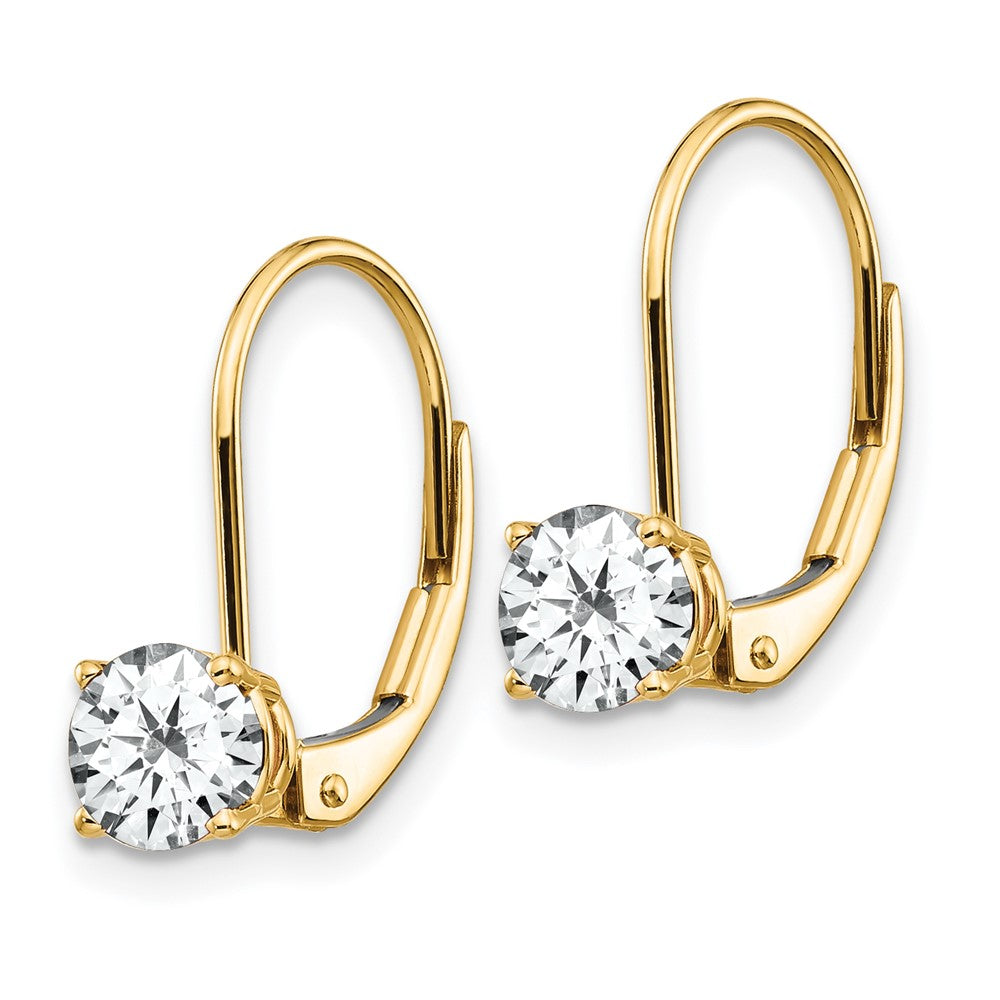 14k Yellow Gold 5 mm Cubic Zirconia Leverback Earrings (0.81 grams)