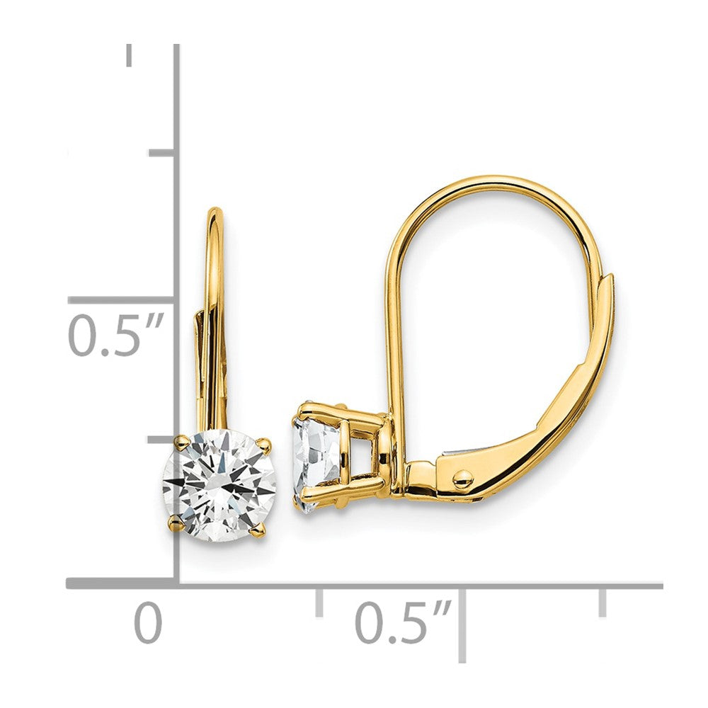 14k Yellow Gold 5 mm Cubic Zirconia Leverback Earrings (0.81 grams)