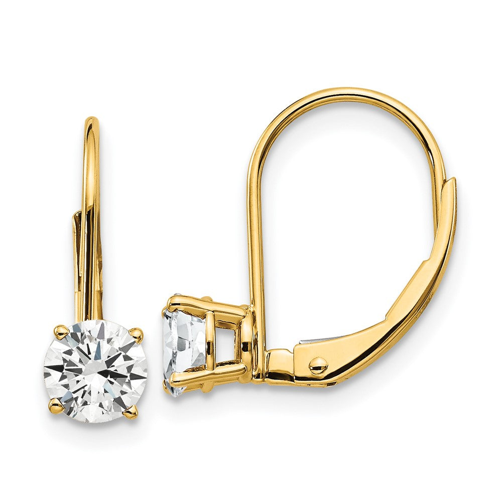 14k Yellow Gold 5 mm Cubic Zirconia Leverback Earrings (0.81 grams)