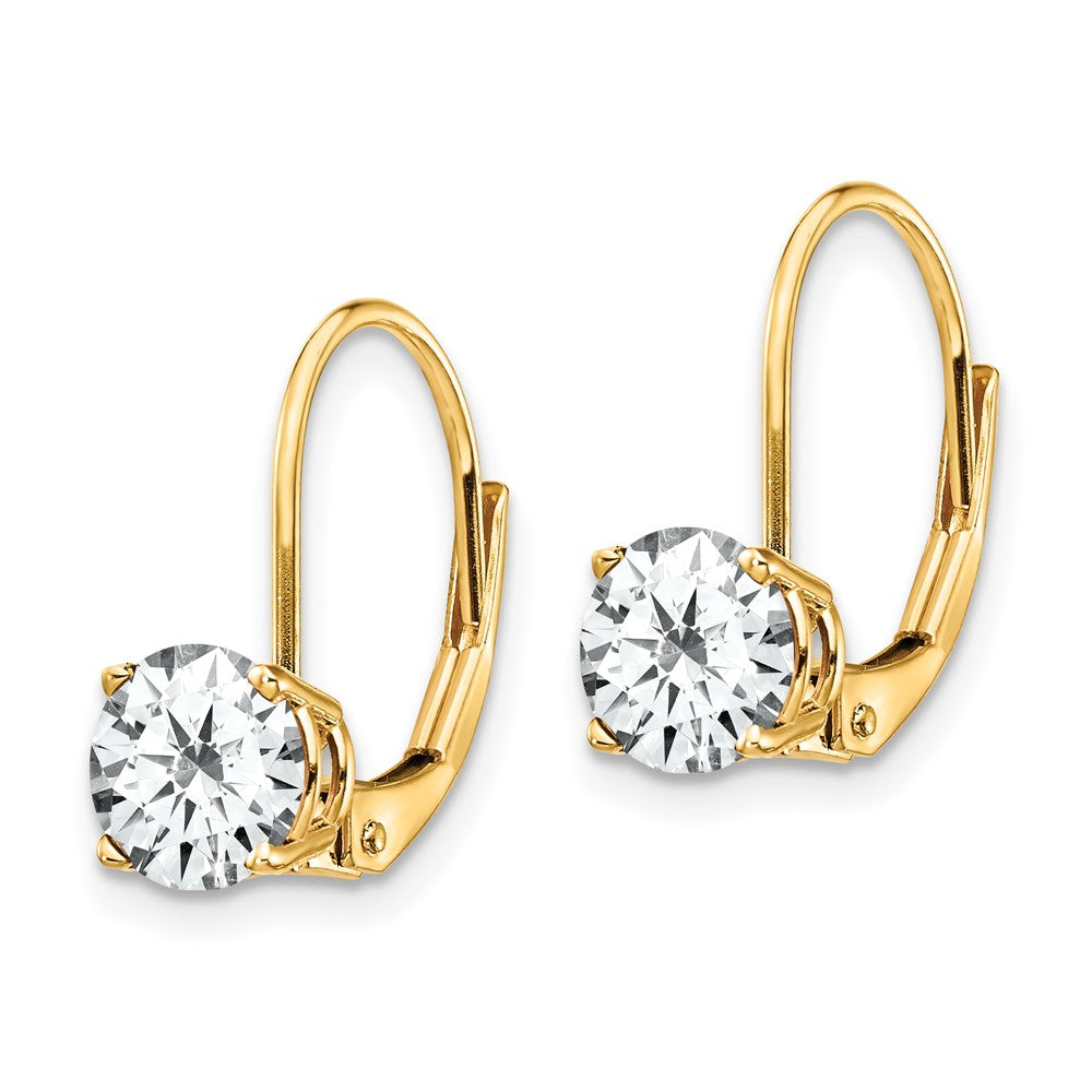 14k Yellow Gold 6 mm Cubic Zirconia Leverback Earrings (0.78 grams)