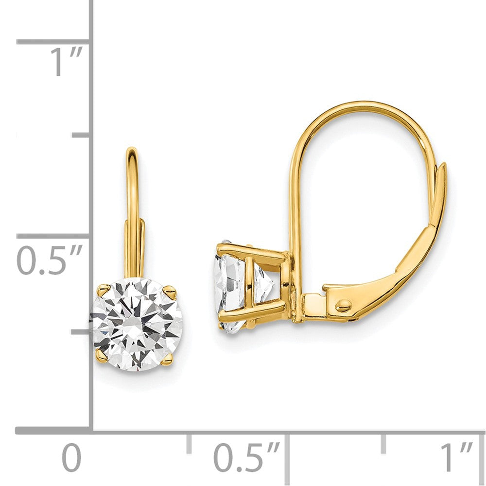 14k Yellow Gold 6 mm Cubic Zirconia Leverback Earrings (0.78 grams)