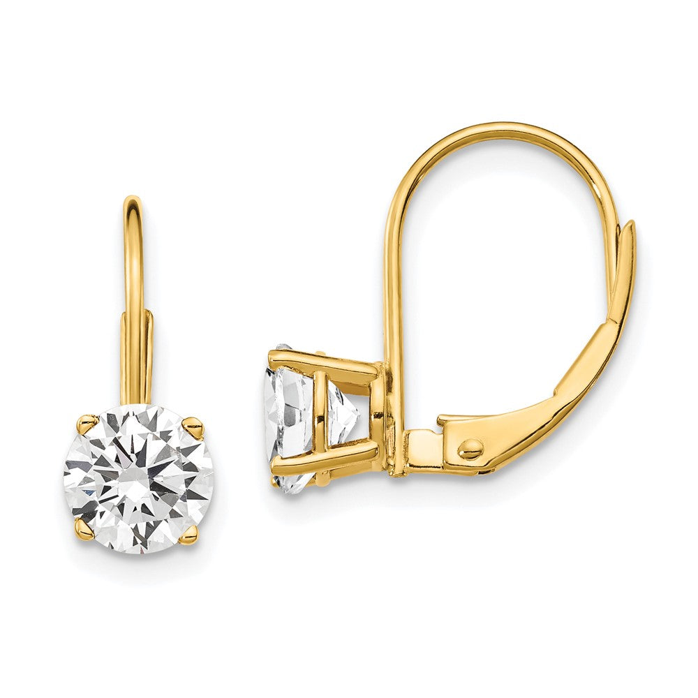 14k Yellow Gold 6 mm Cubic Zirconia Leverback Earrings (0.78 grams)