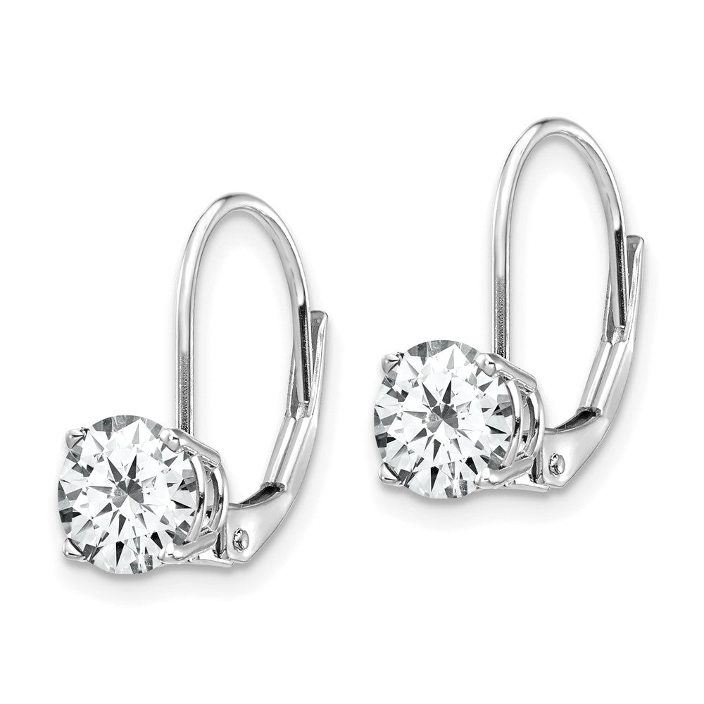 14k White Gold 6 mm Cubic Zirconia Leverback Earrings (0.78 grams)