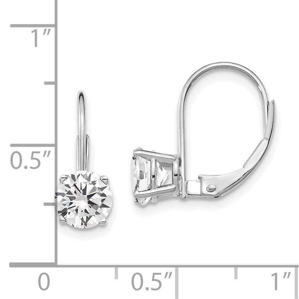 14k White Gold 6 mm Cubic Zirconia Leverback Earrings (0.78 grams)