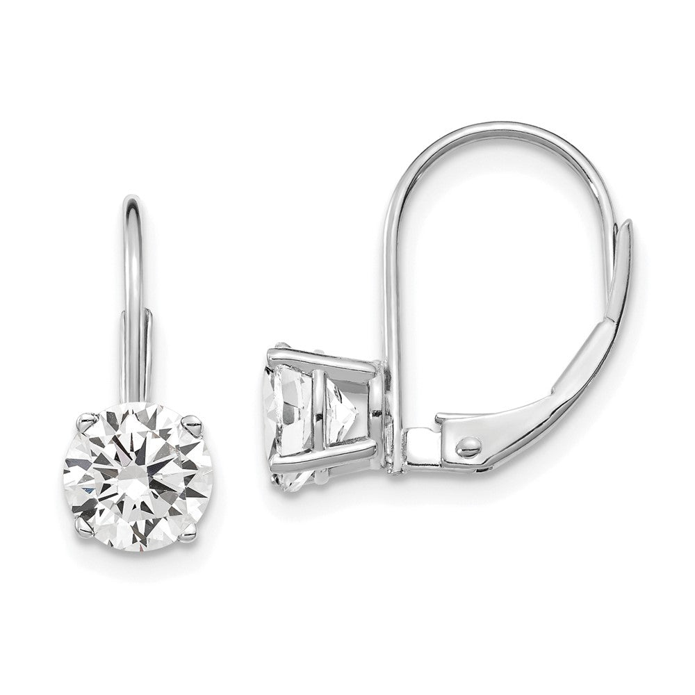 14k White Gold 6 mm Cubic Zirconia Leverback Earrings (0.78 grams)