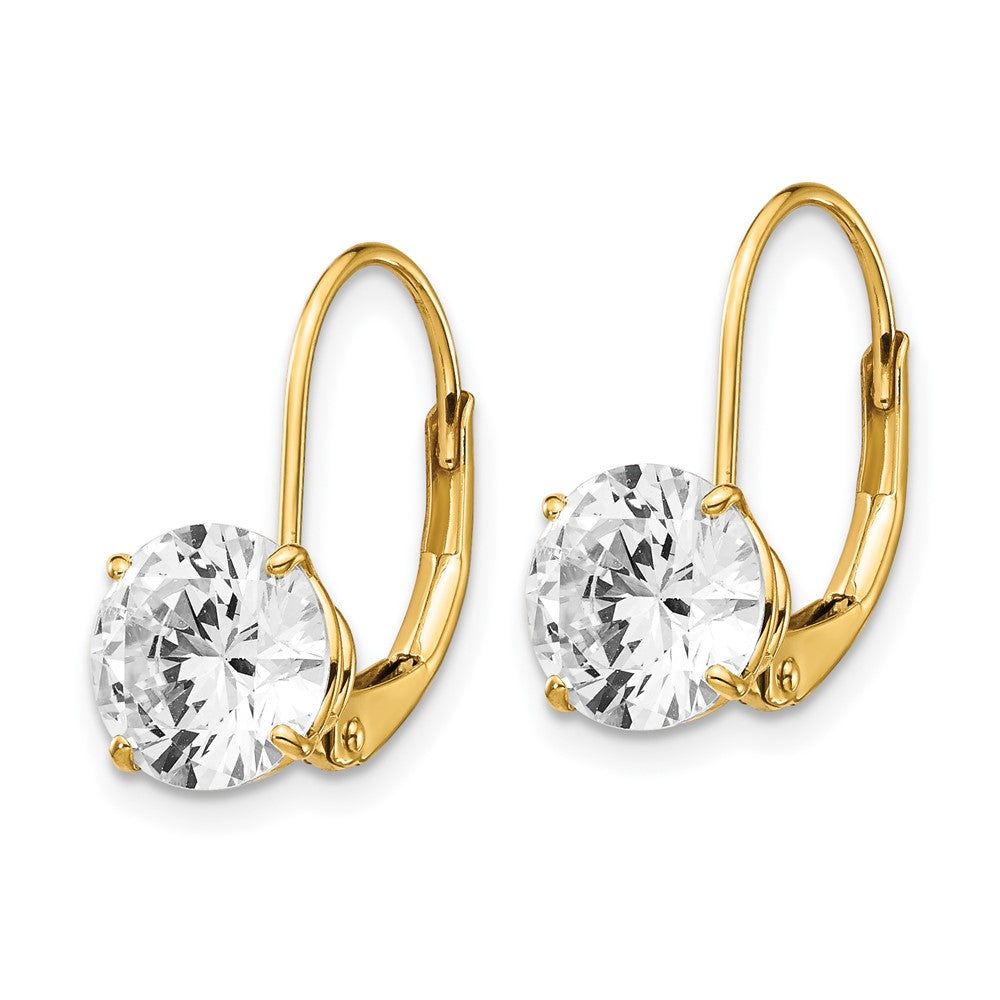 14k Yellow Gold 7 mm Cubic Zirconia Leverback Earrings (0.85 grams)