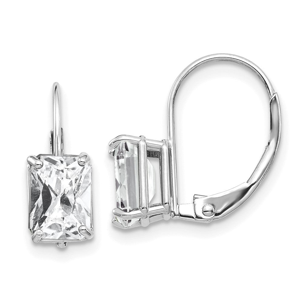 14k White Gold 5 mm Emerald Cut Cubic Zirconia Earrings (0.92 grams)