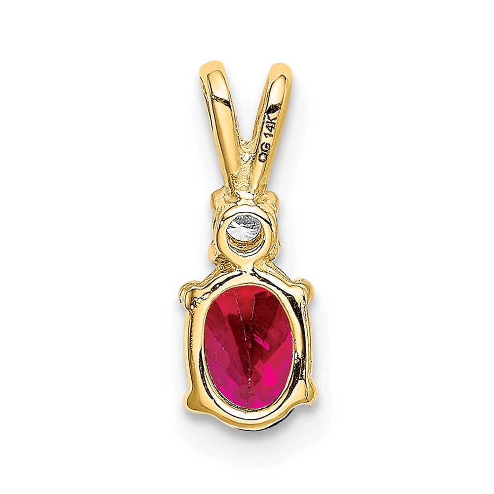 14k 6x4mm Oval Ruby AA Diamond pendant (0.57 grams)