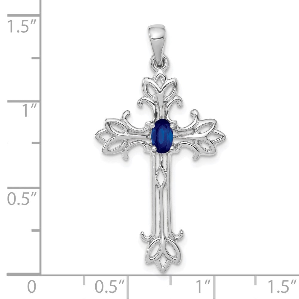 14k White Gold .35 Sapphire Cross Pendant (2 grams)