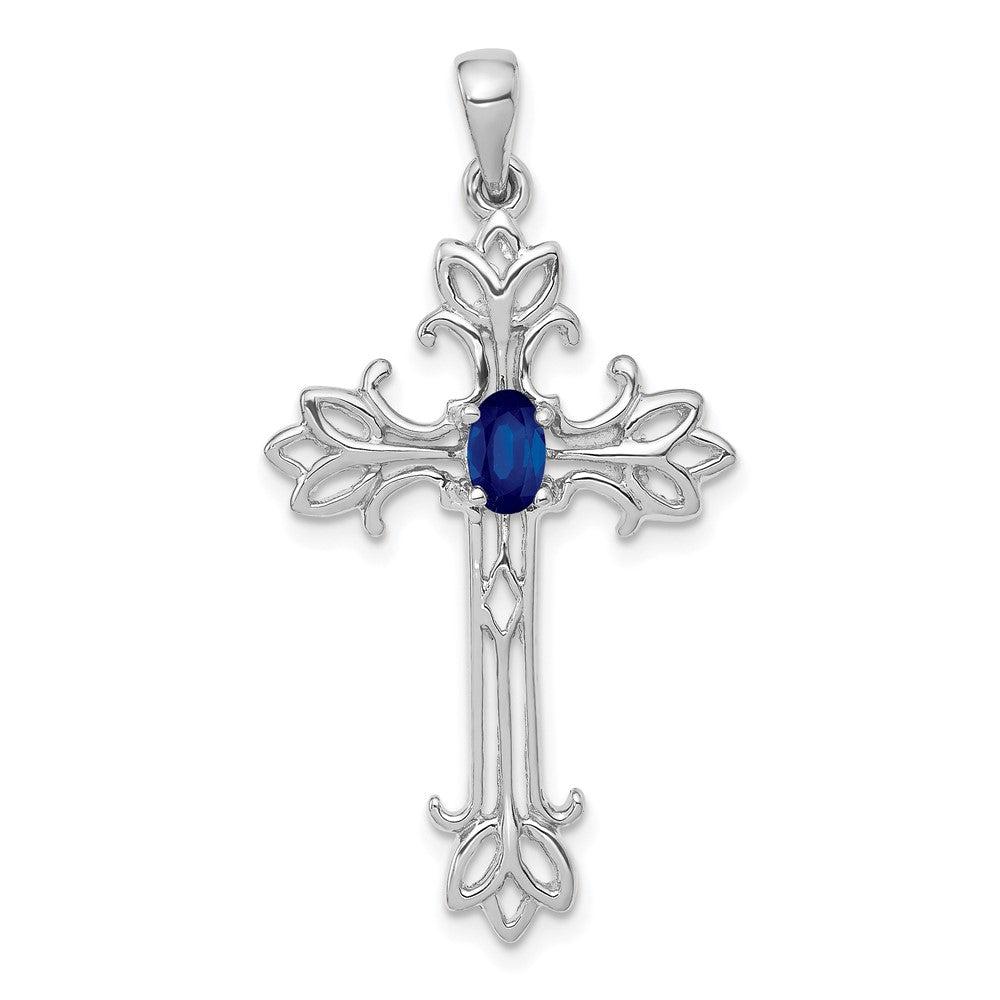 14k White Gold .35 Sapphire Cross Pendant (2 grams)