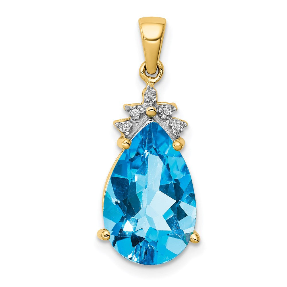 14k Blue Topaz & Diamond Pendant (1.38 grams)