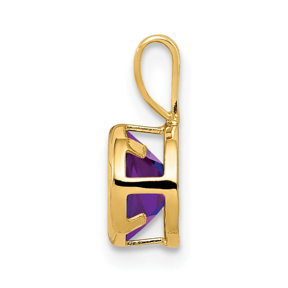 14k 6mm Amethyst bezel pendant (0.38 grams)