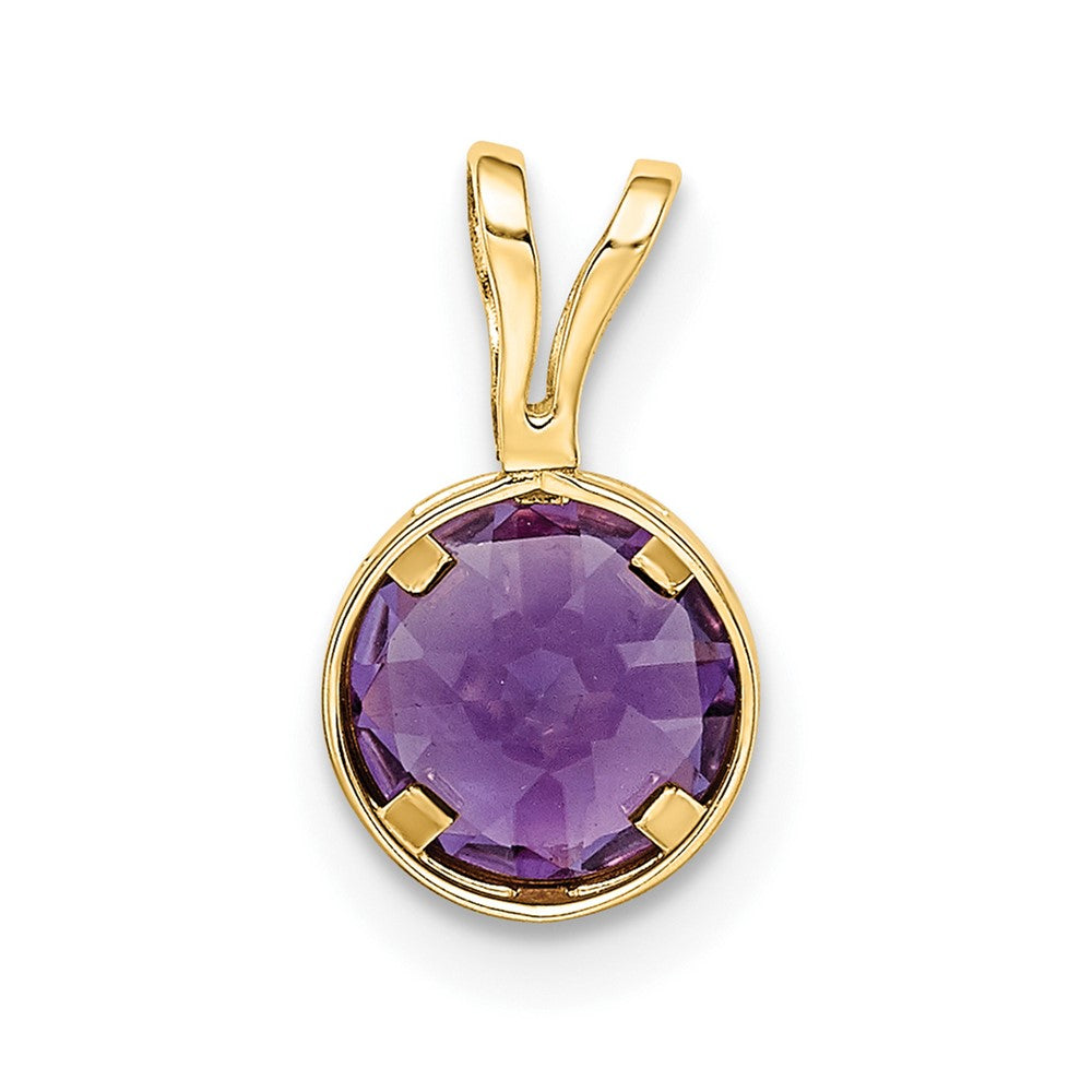 14k 6mm Amethyst bezel pendant (0.38 grams)