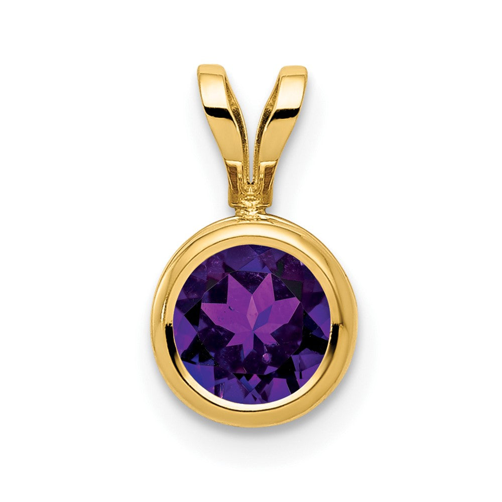 14k 6mm Amethyst bezel pendant (0.38 grams)