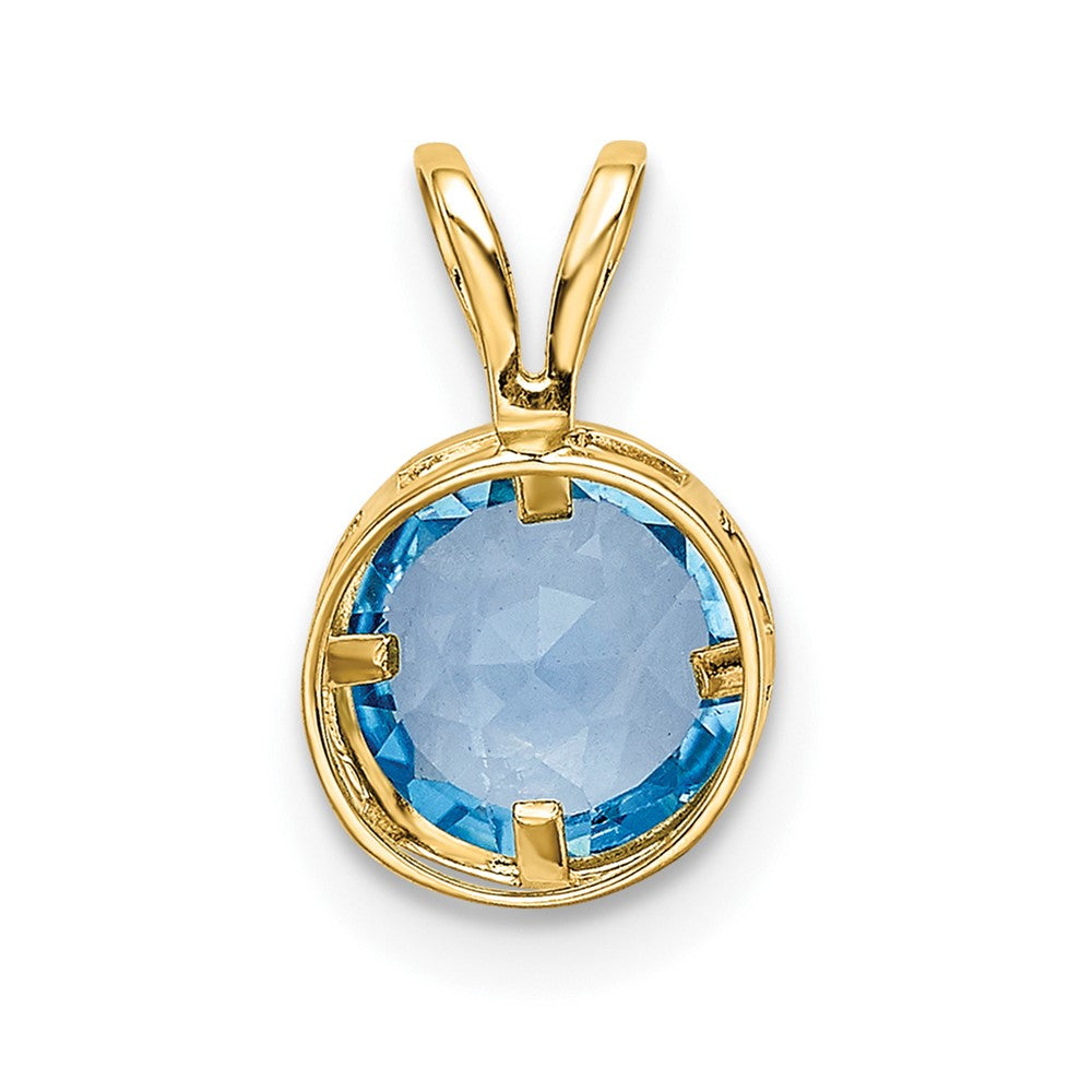 14k 6mm Blue Topaz bezel pendant (0.38 grams)