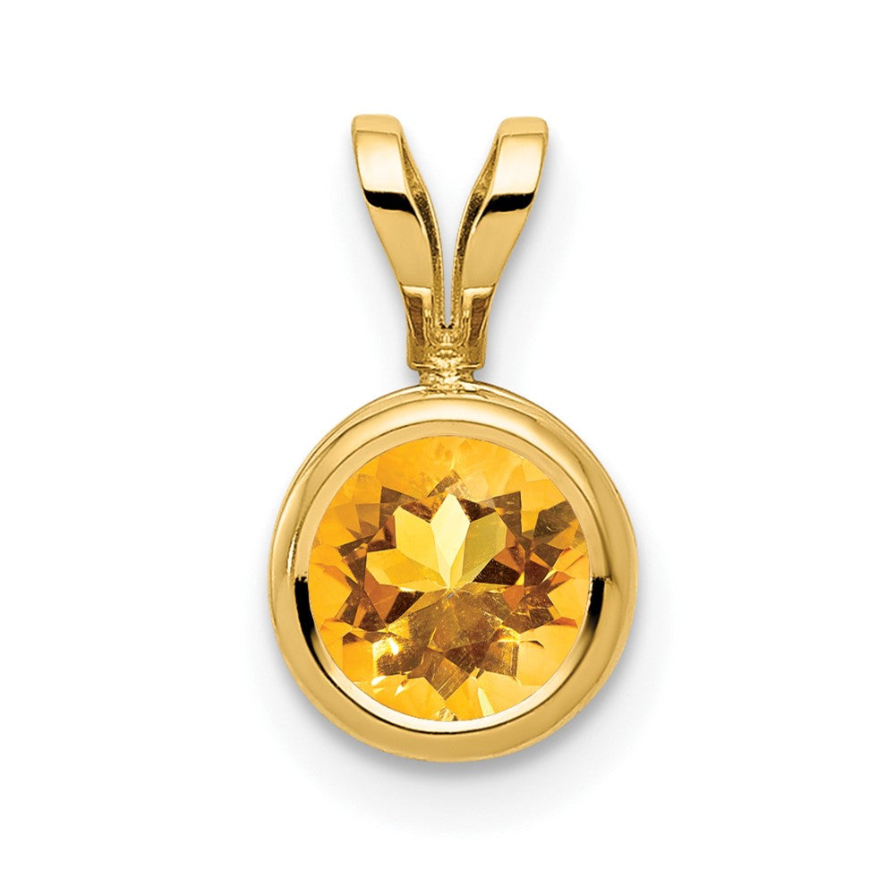 14k 6mm Citrine bezel pendant (0.38 grams)