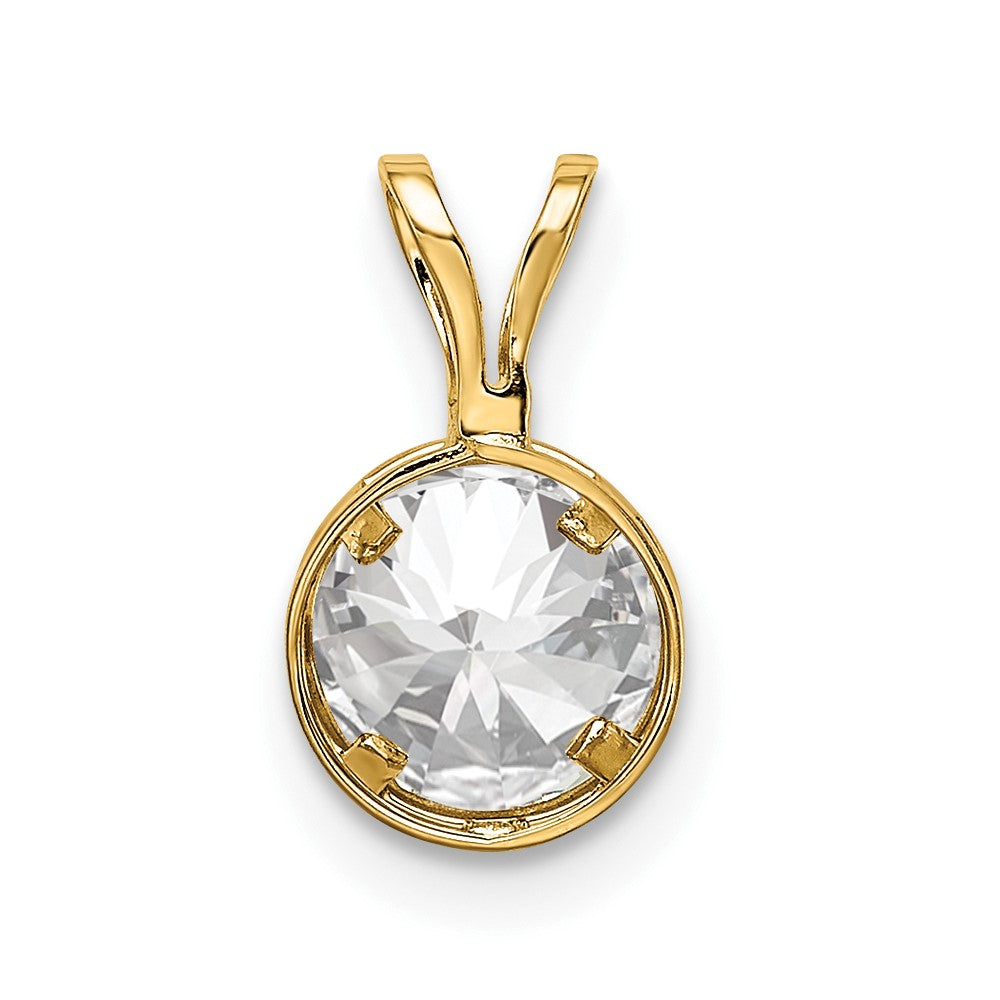 14k 6mm Cubic Zirconia bezel pendant (0.38 grams)
