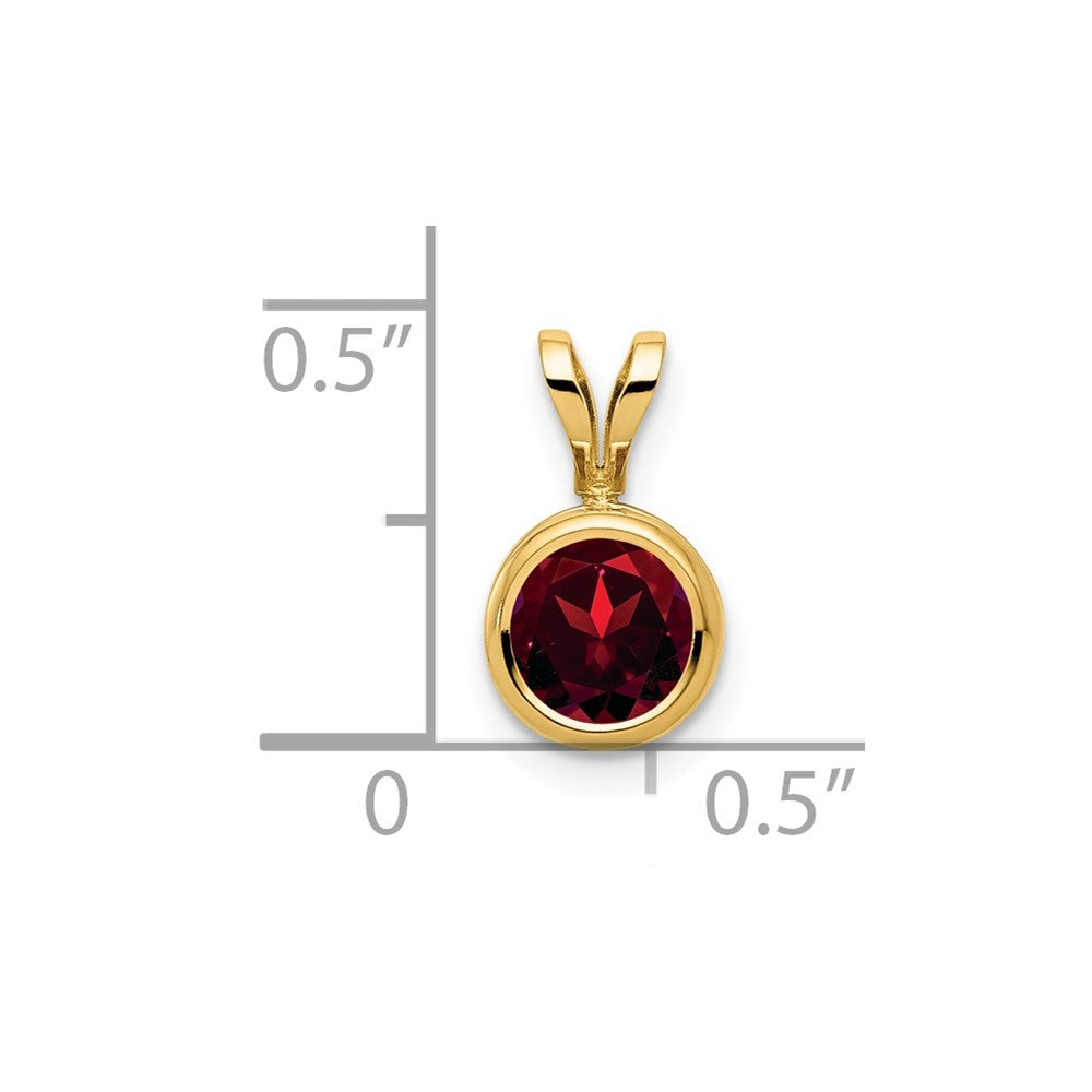 14k 6mm Garnet bezel pendant (0.38 grams)