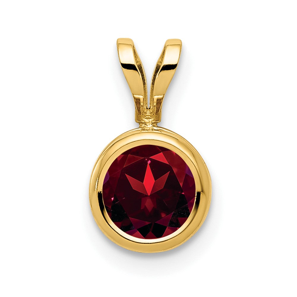 14k 6mm Garnet bezel pendant (0.38 grams)