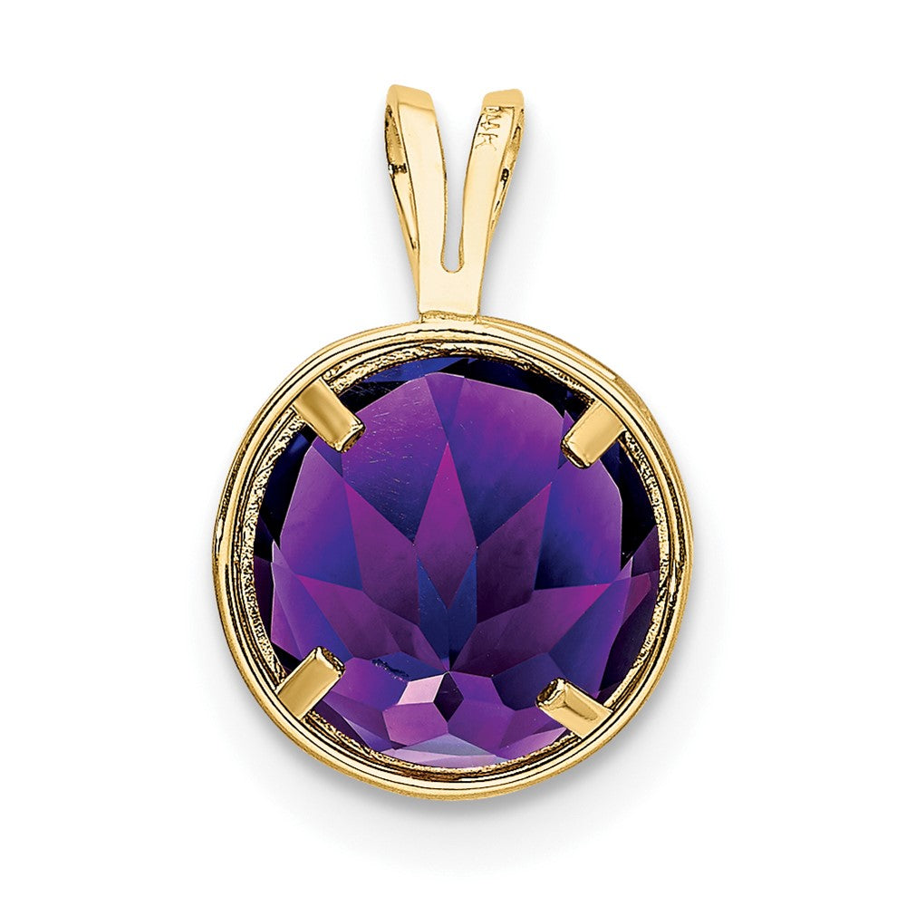 14k 8mm Amethyst bezel pendant (0.52 grams)