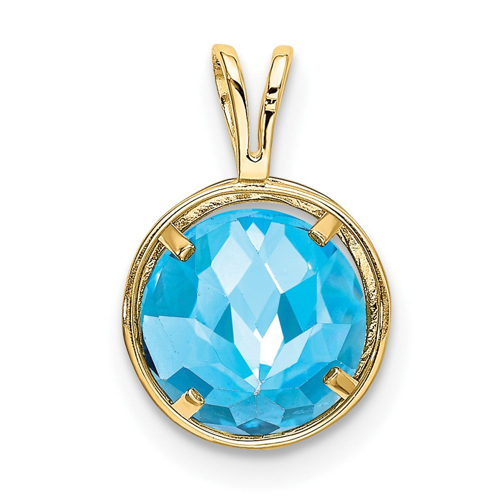 14k 8mm Blue Topaz bezel pendant (0.52 grams)