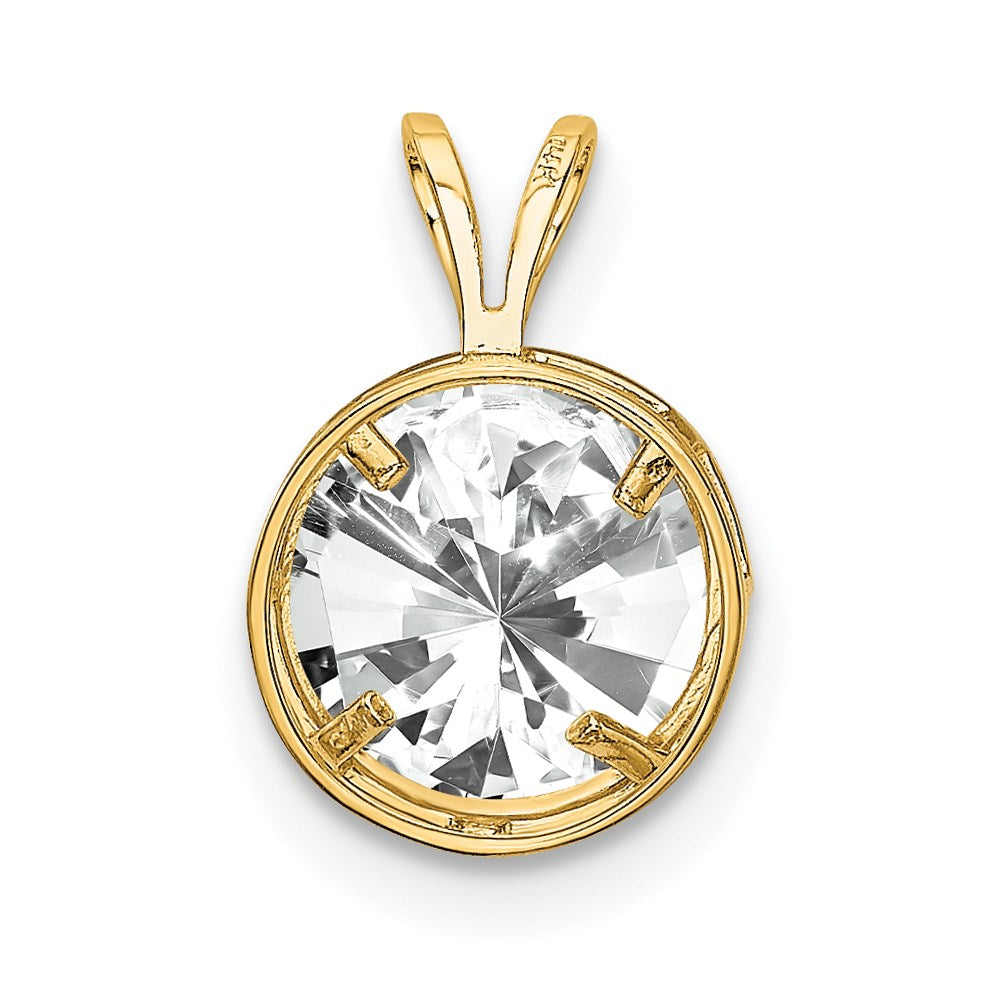 14k 8mm Cubic Zirconia bezel pendant (0.52 grams)