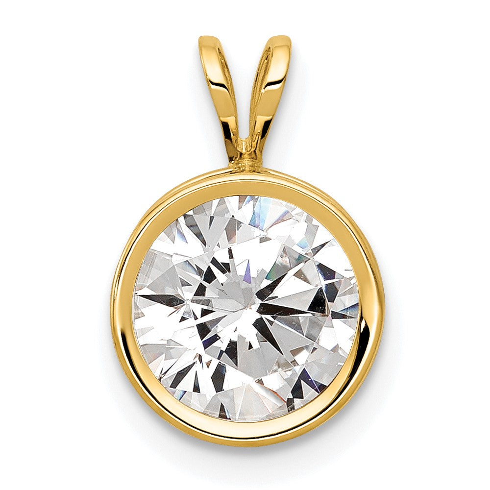 14k 8mm Cubic Zirconia bezel pendant (0.52 grams)