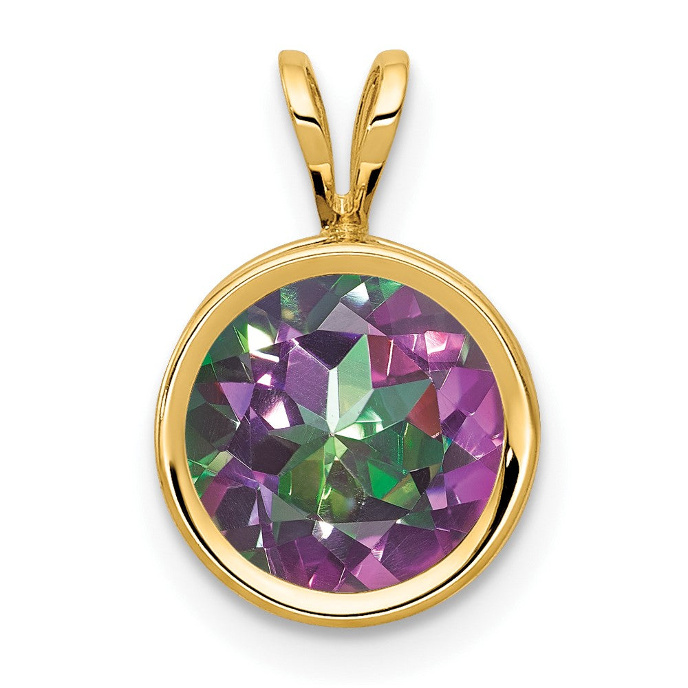 14k 8mm Fire Topaz bezel pendant (0.52 grams)