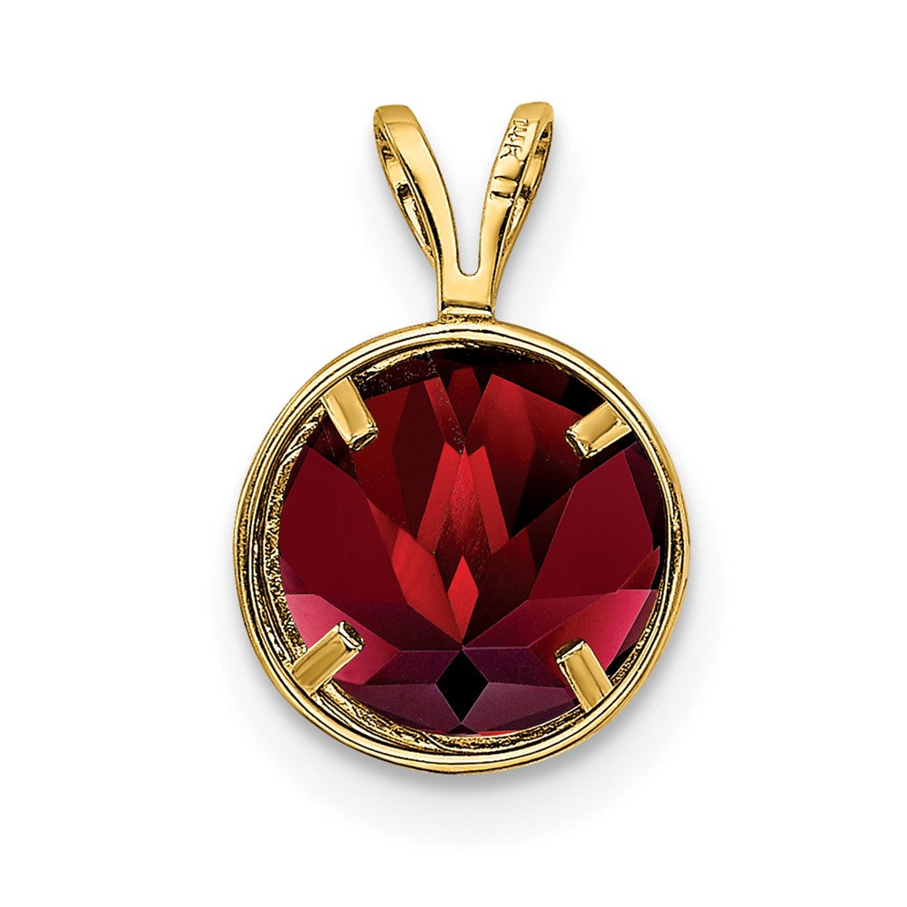14k 8mm Garnet bezel pendant (0.52 grams)