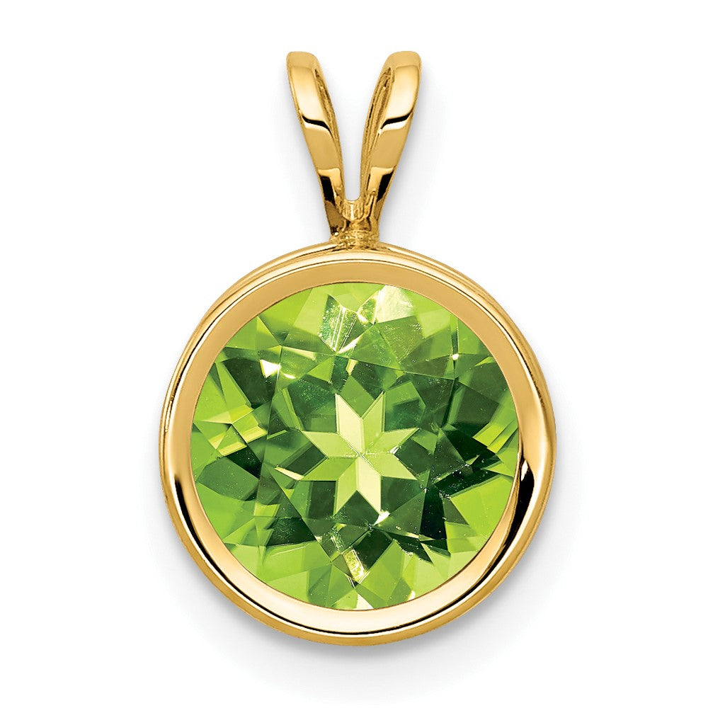 14k 8mm Peridot bezel pendant (0.52 grams)