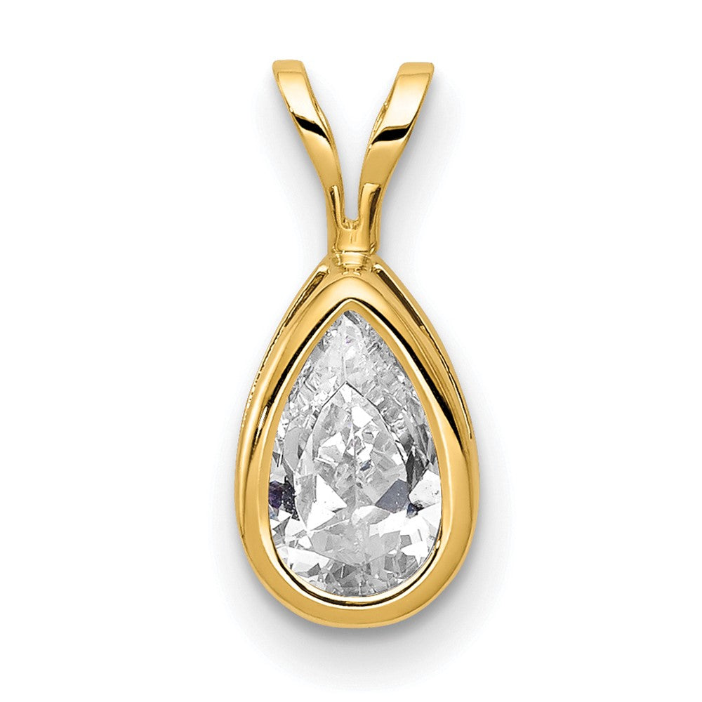 14k 8x5mm Pear Cubic Zirconia bezel pendant (0.46 grams)