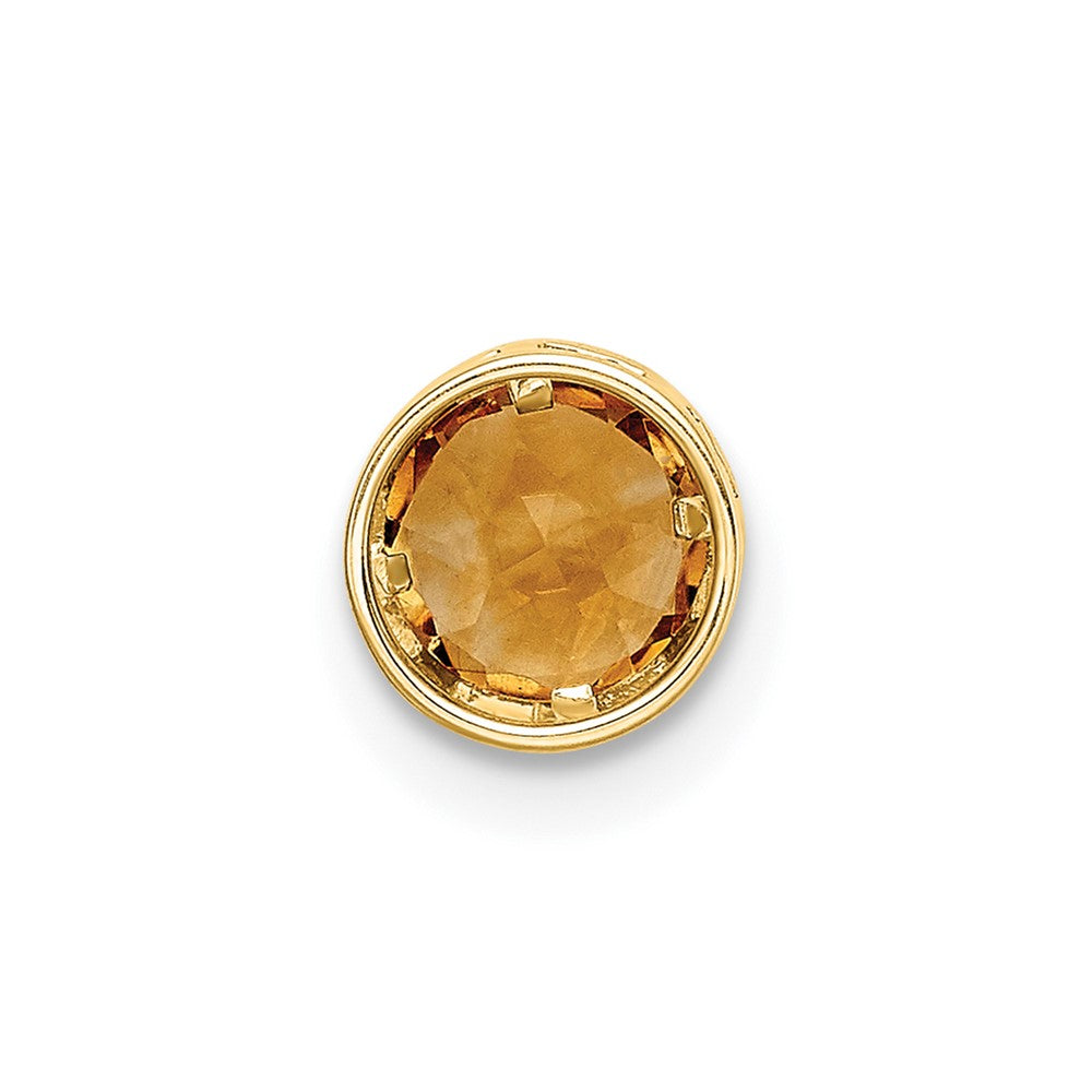 14k 5mm Citrine bezel pendant (0.13 grams)