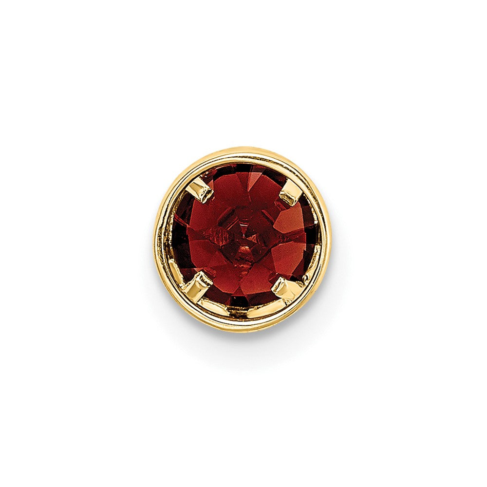 14k 5mm Garnet bezel pendant (0.13 grams)