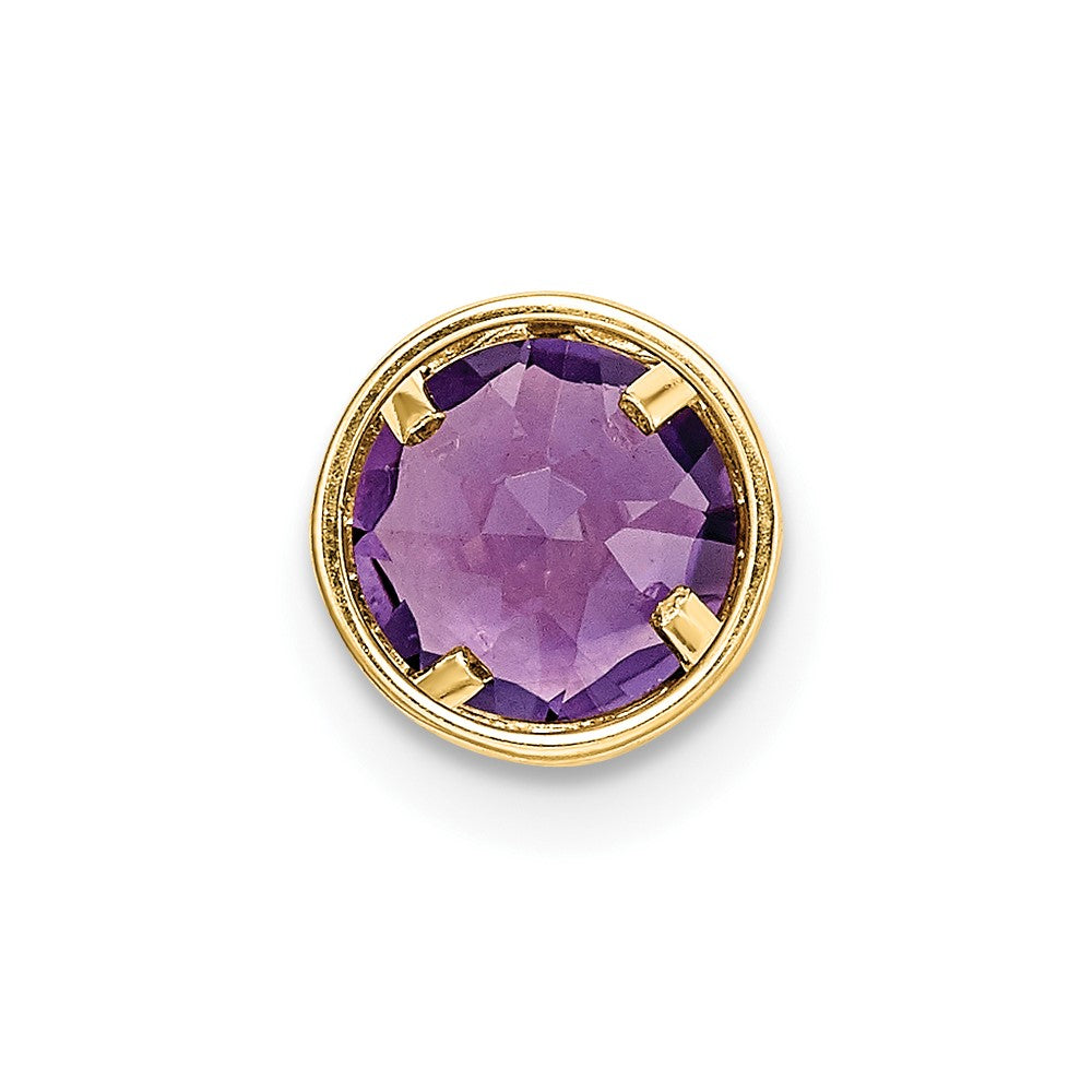 14k 6mm Amethyst bezel pendant (0.23 grams)