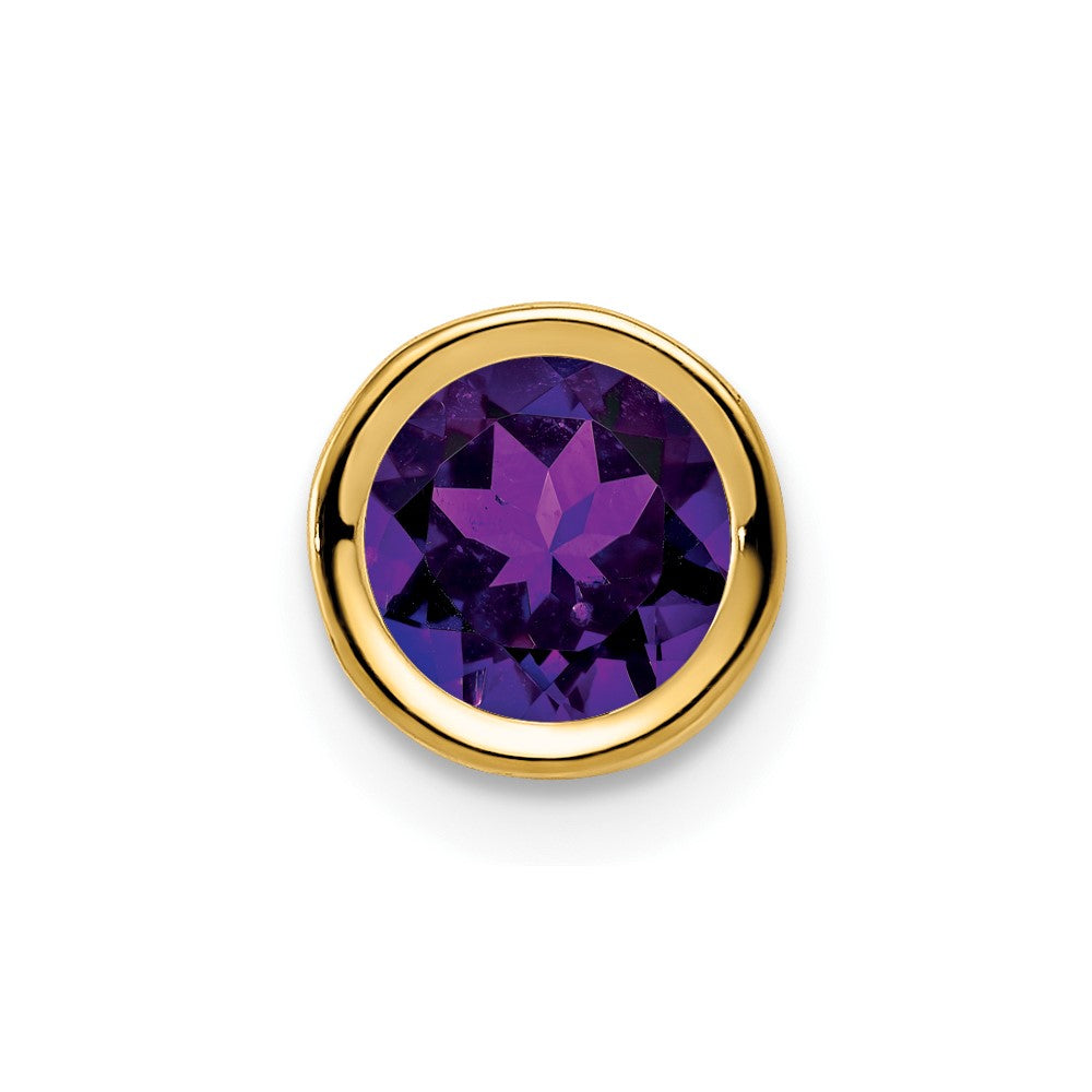 14k 6mm Amethyst bezel pendant (0.23 grams)