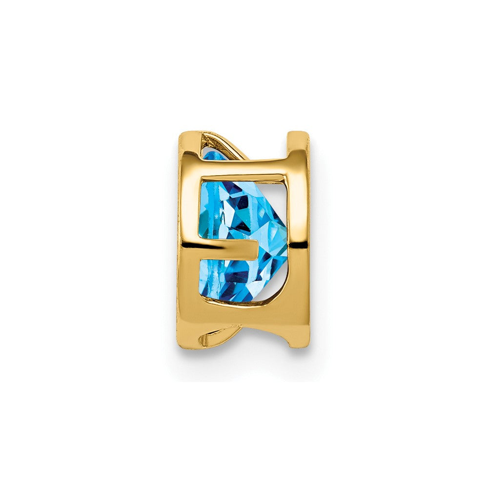 14k 6mm Blue Topaz bezel pendant (0.23 grams)