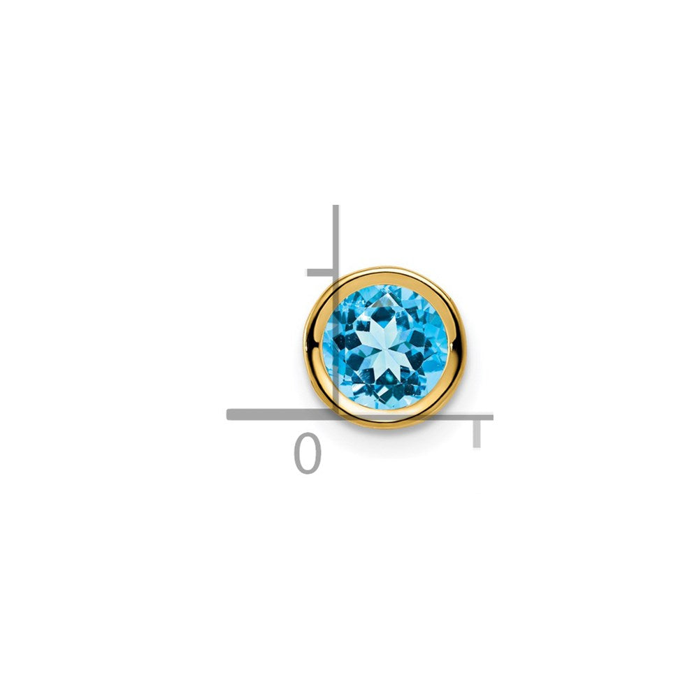 14k 6mm Blue Topaz bezel pendant (0.23 grams)