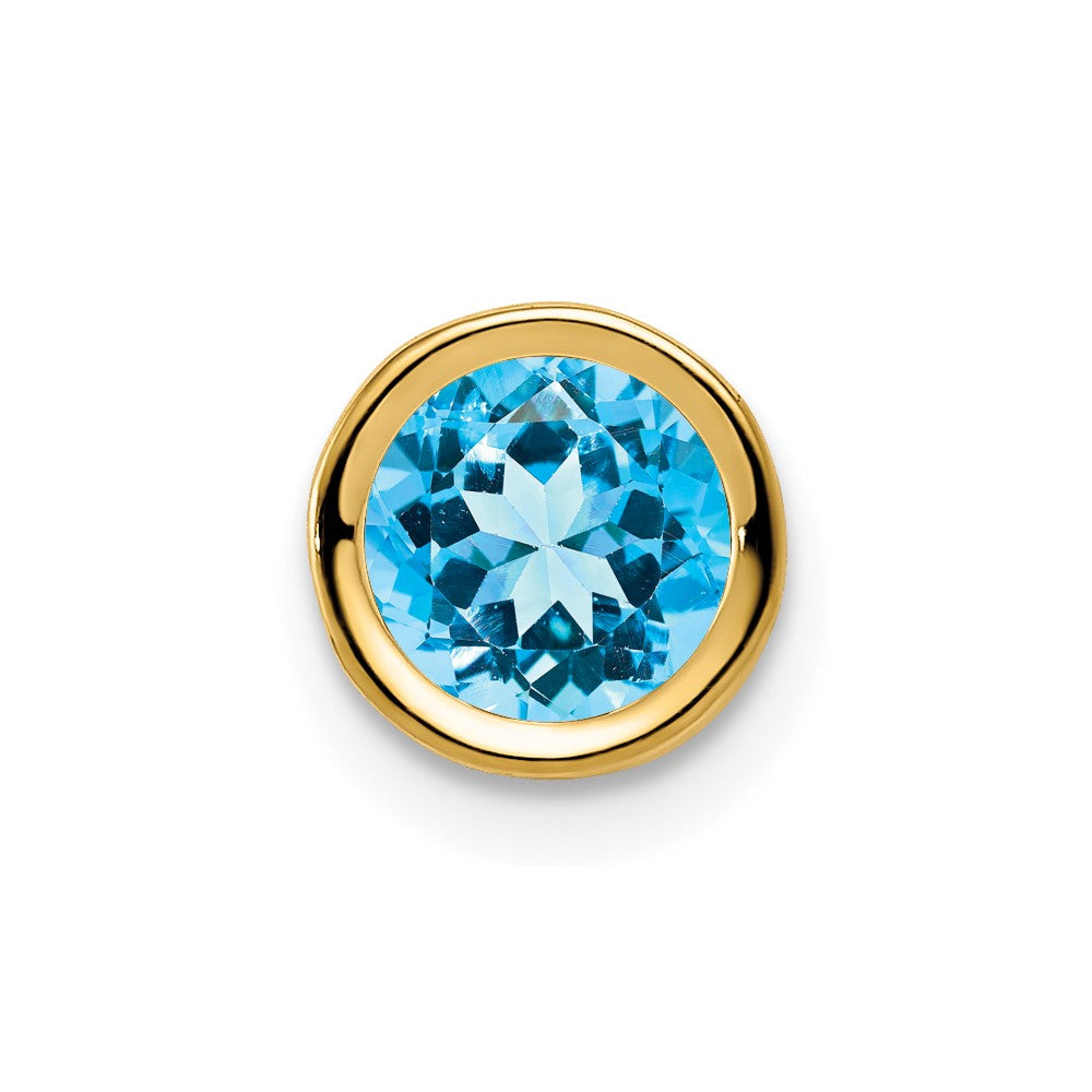 14k 6mm Blue Topaz bezel pendant (0.23 grams)